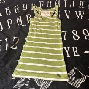 Abercrombie & Fitch Green and White Striped Tank